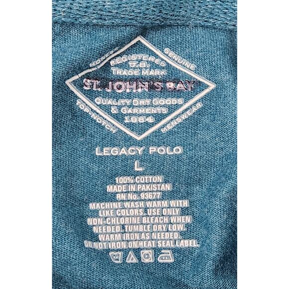 St John's Bay Teal Legacy Polo Large Short Sleeves Lightweight Soft Tagless - Picture 4 of 4